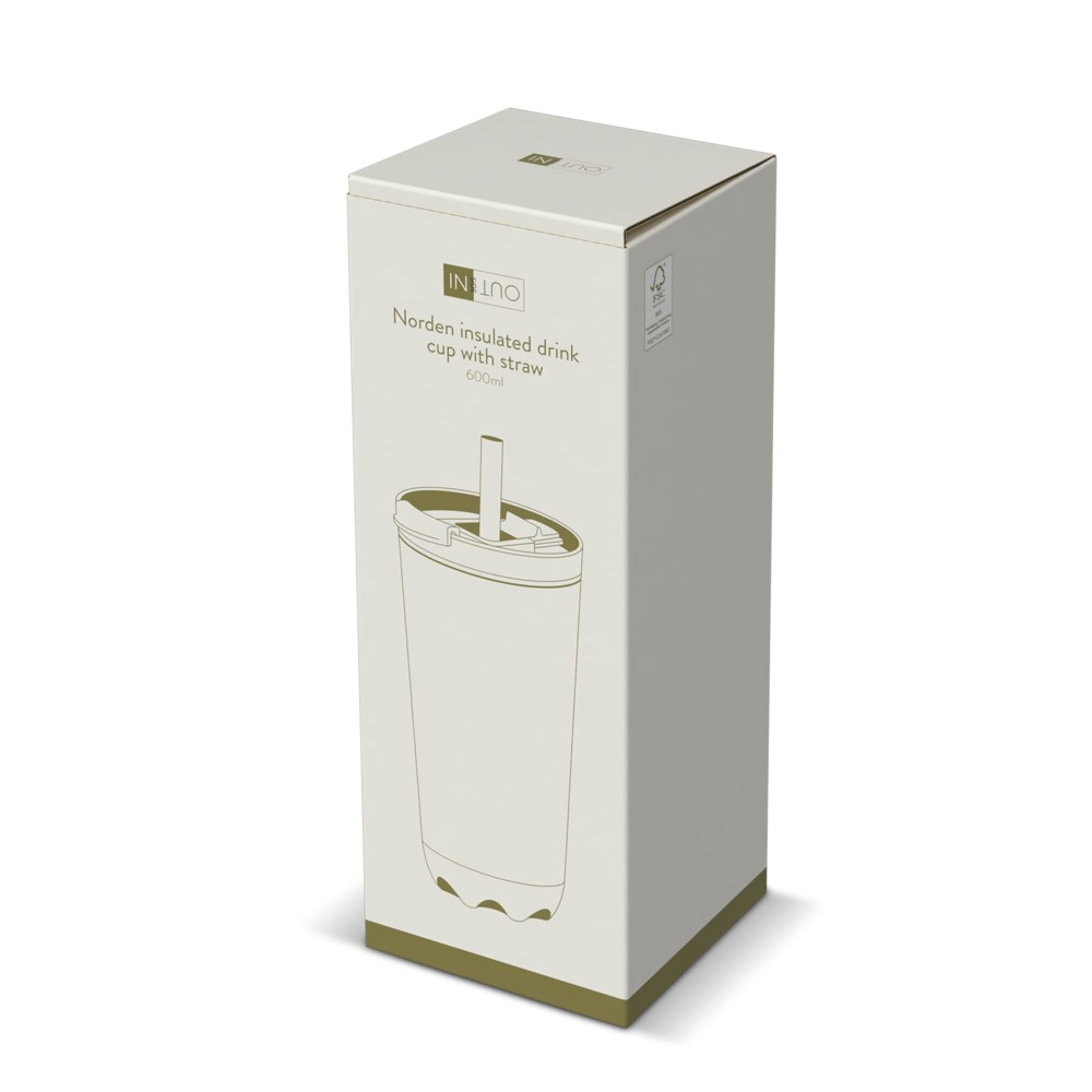  InSideOut Stainless Steel Double-Walled Norden Drink Cup with Straw 600ml