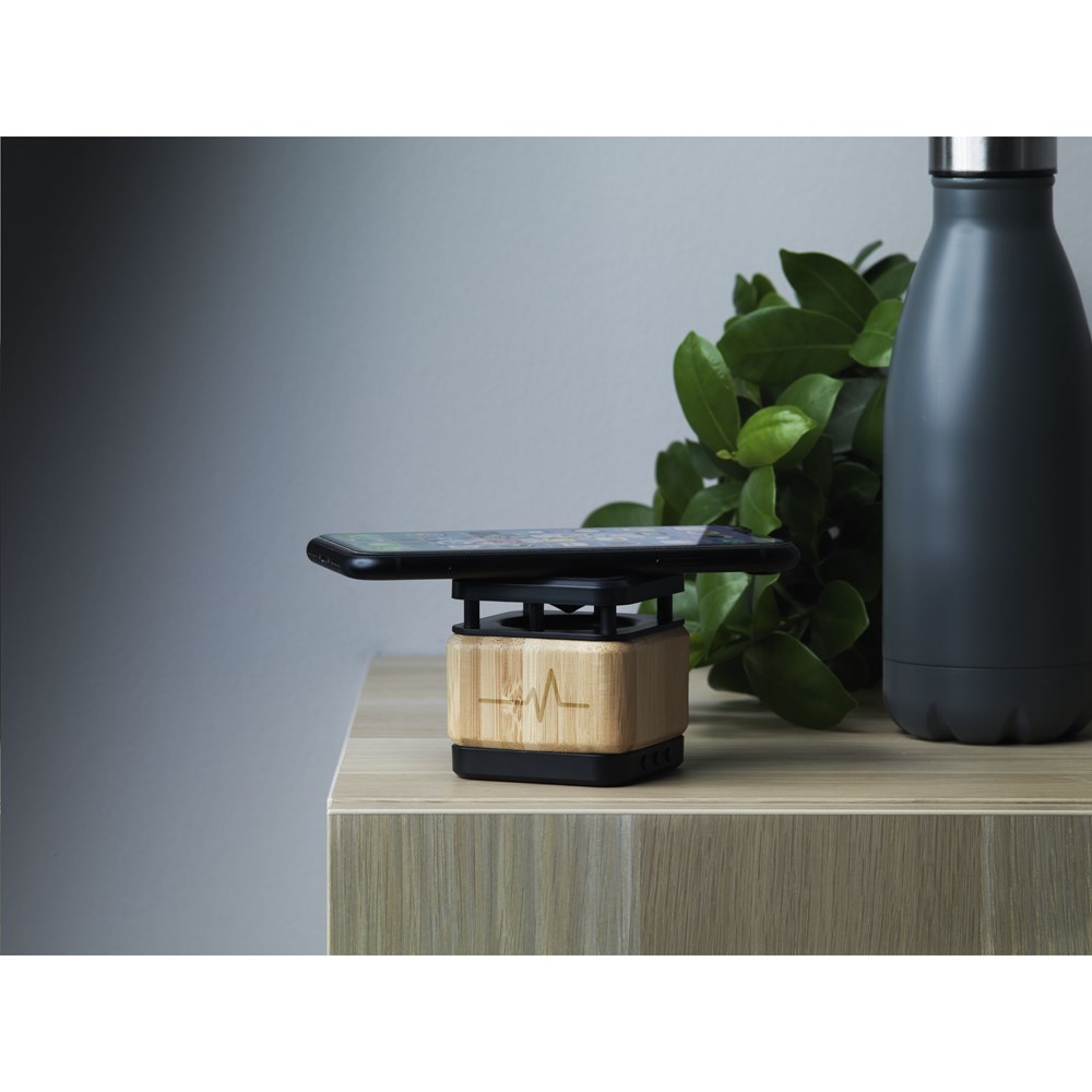 Bamboo Block Speaker with wireless charger