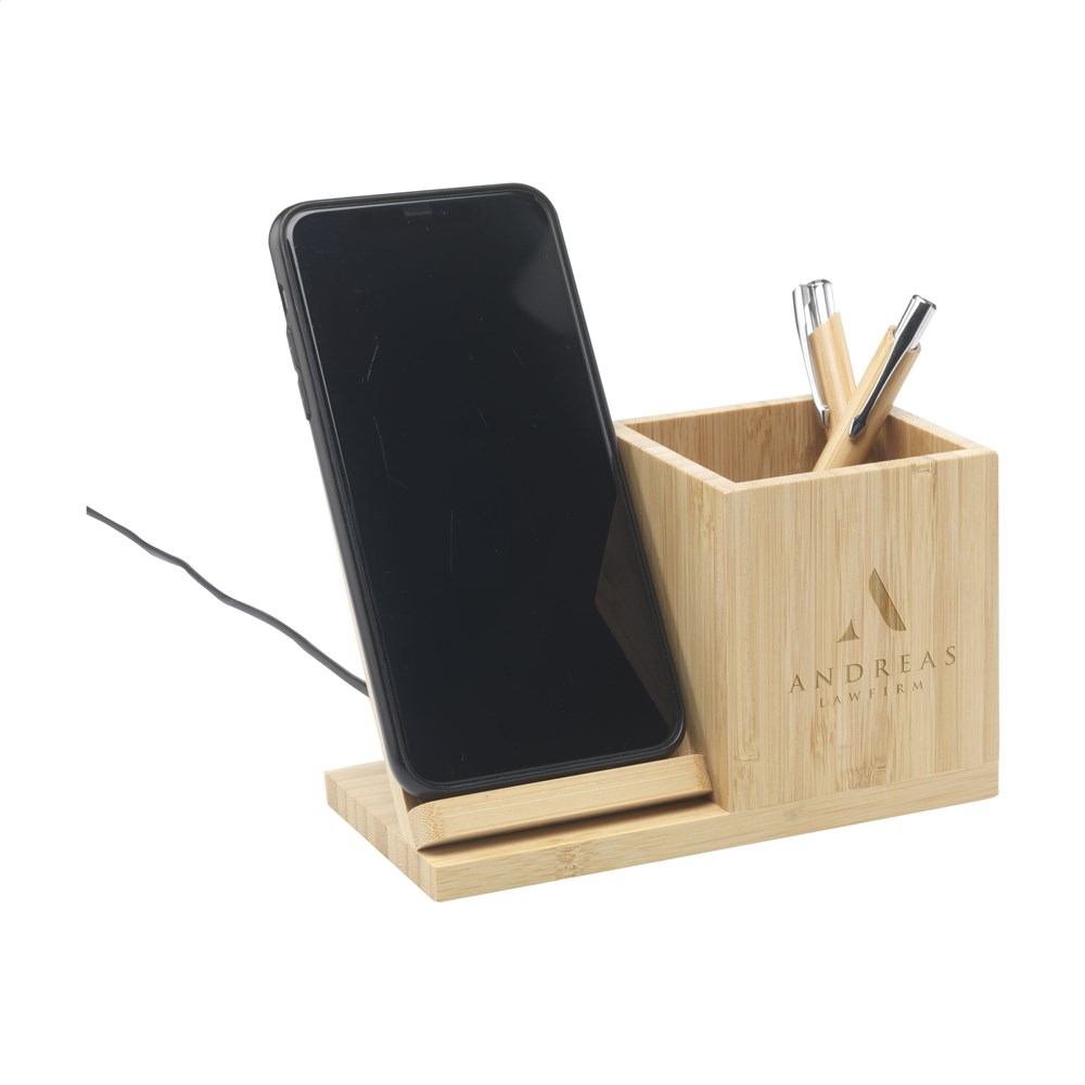 Bamboo Boss 15W charger/pen holder