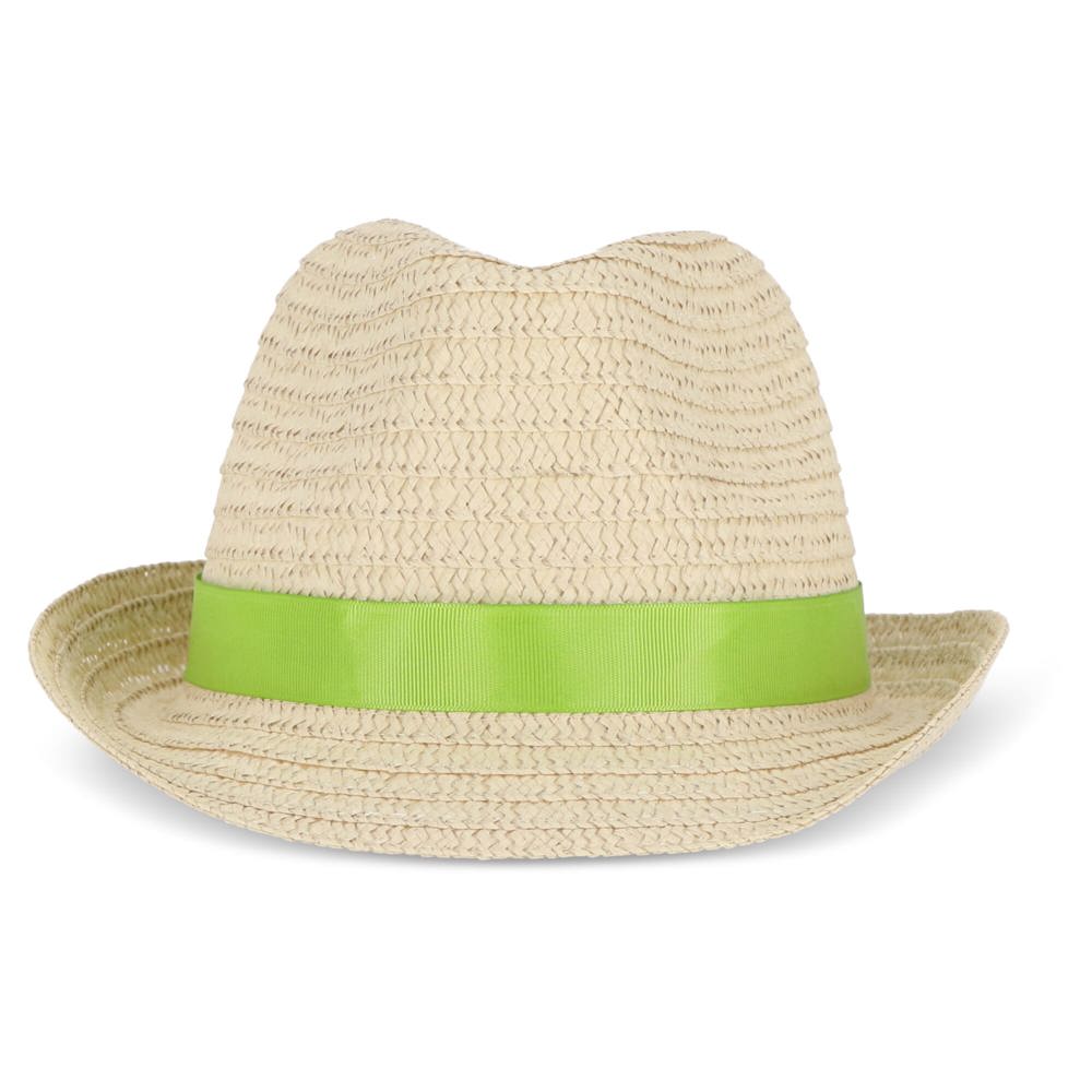 Plant straw hat with coloured band